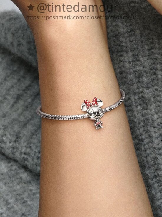 Pandora Disney Minnie Mouse Dotted Dress & Bow Charm|Pendant - Picture 2 of 2